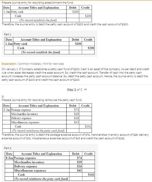 Palmona Co. establishes a $200 petty cash fund on January 1. On January 8, the fund-example-1