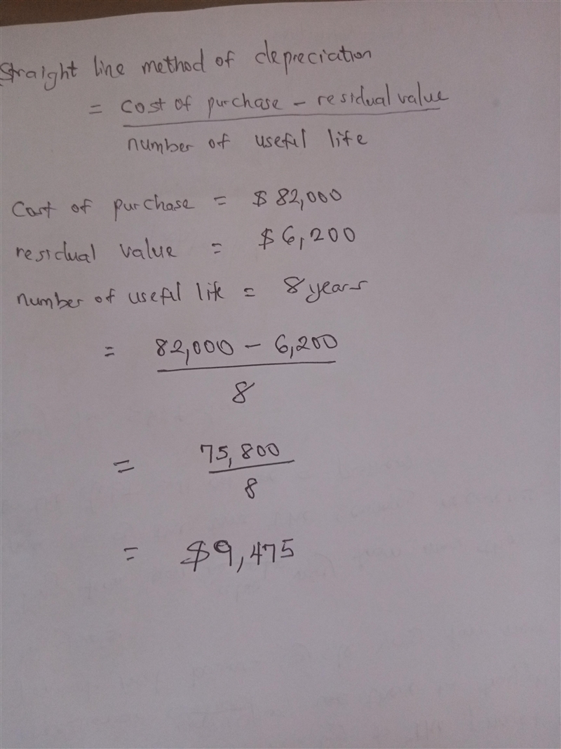 A refrigerator used by a wholesale warehouse has a cost of $82,000, an estimated residual-example-1