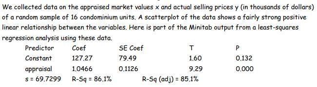 The equation of the least-squares regression line for predicting selling price from-example-1