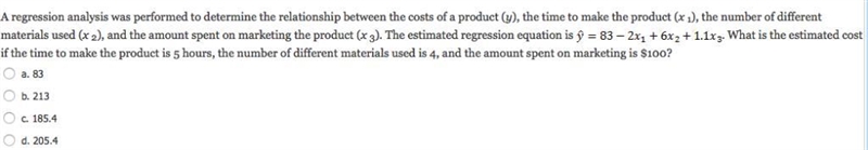 A regression analysis was performed to determine the relationship between the costs-example-1