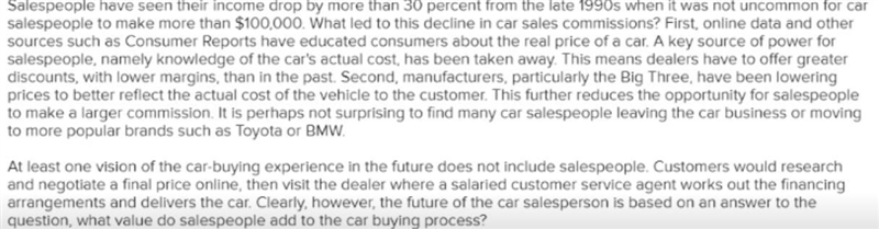 Considering the value that salespeople add to the car buying process, which of the-example-1