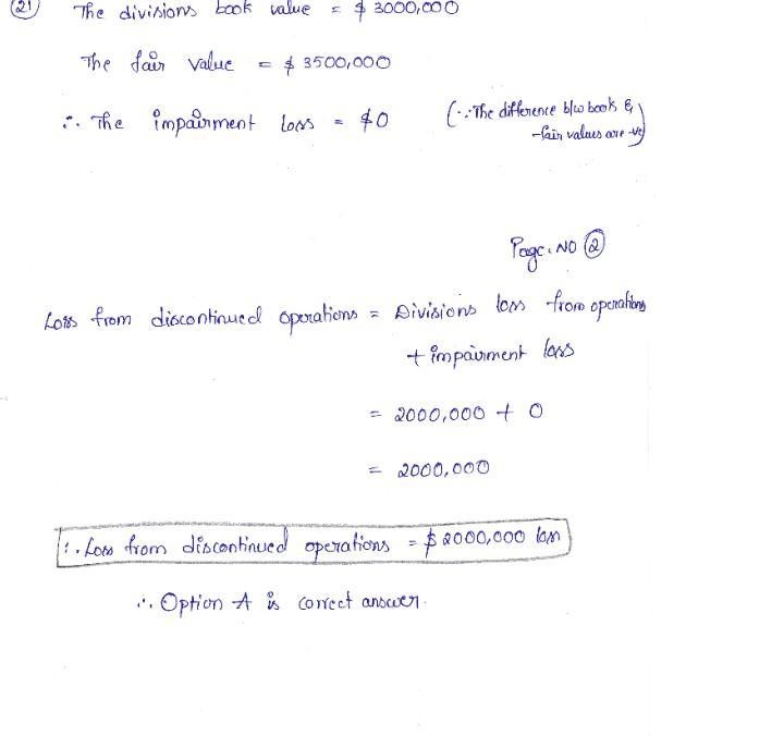 The division's book value and fair value less cost to sell on December 31 were $3,000,000 and-example-1