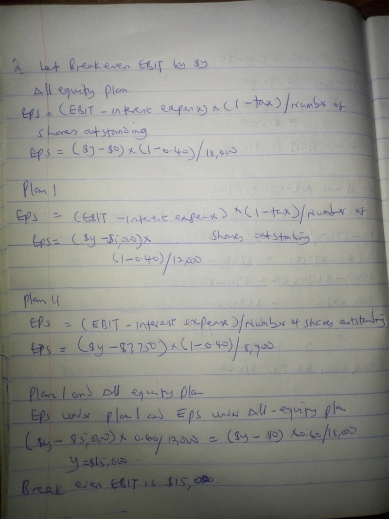 Haskell Corp. is comparing two different capital structures. Plan I would result in-example-2