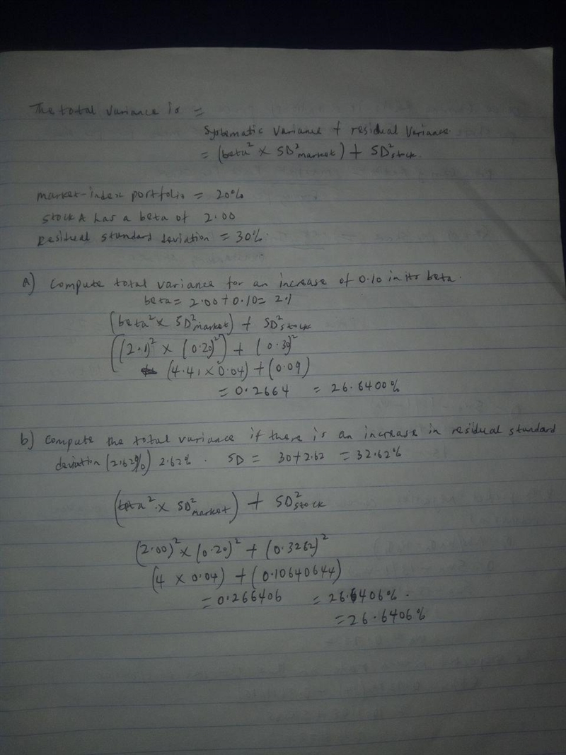 The standard deviation of the market-index portfolio is 20%. Stock A has a beta of-example-1