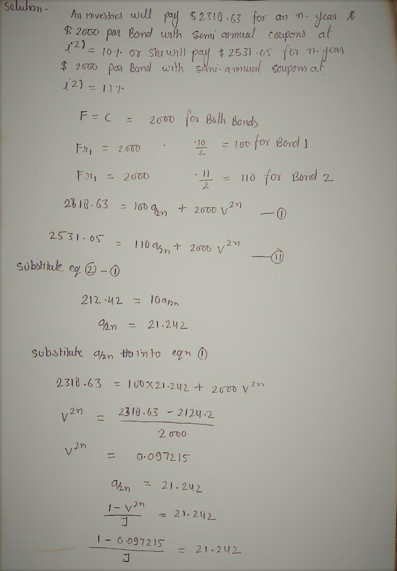An investor will pay $2,318.63 for an n-year $2,000 par bond with a coupon rate of-example-1