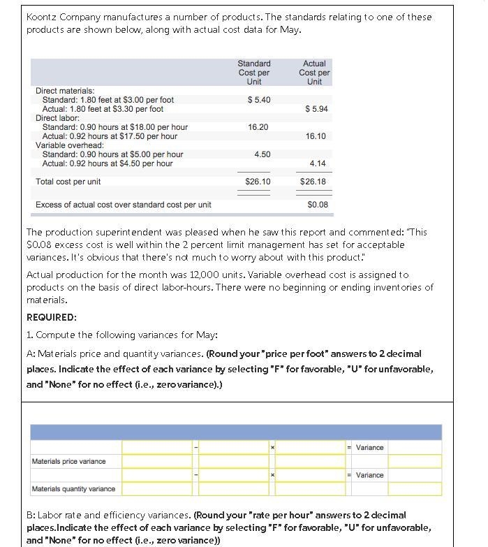 Actual production for the month was 12,000 units. Variable overhead cost is assigned-example-1