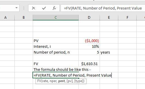 A. Find the FV of $1,000 invested to earn 10% annually 5 years from now. Answer this-example-1