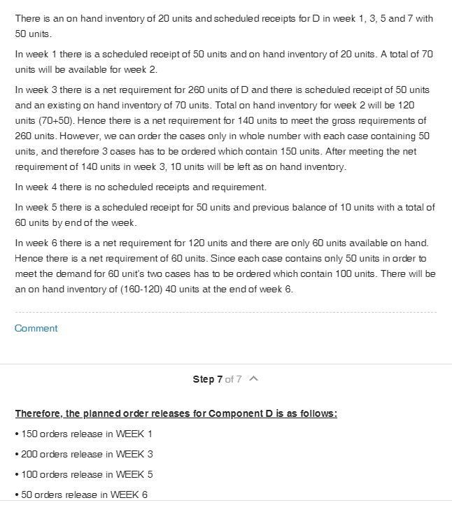 Eighty units of end item X are needed at the beginning of week 6, and another 30 units-example-5