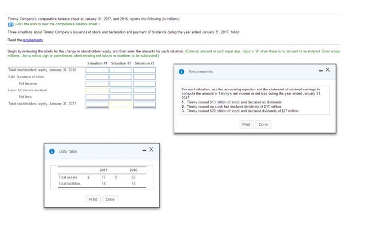 Timmy Company's comparative balance sheet at January 31, 2017, and 2016. reports the-example-1