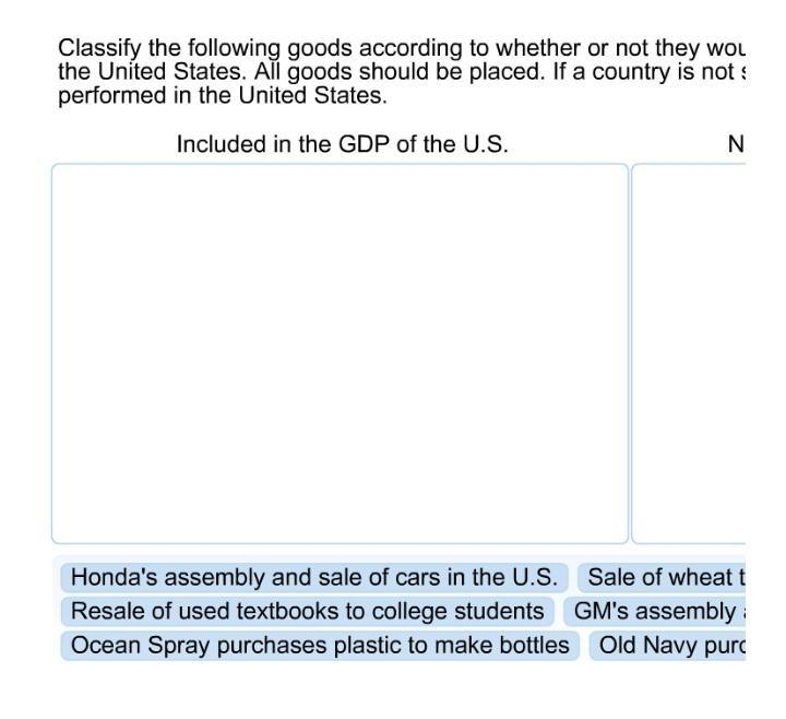 Classify the given goods according to whether or not they would be included in calculating-example-1