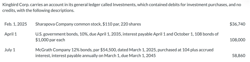 Bramble Corp. carries an account in its general ledger called Investments, which contained-example-1