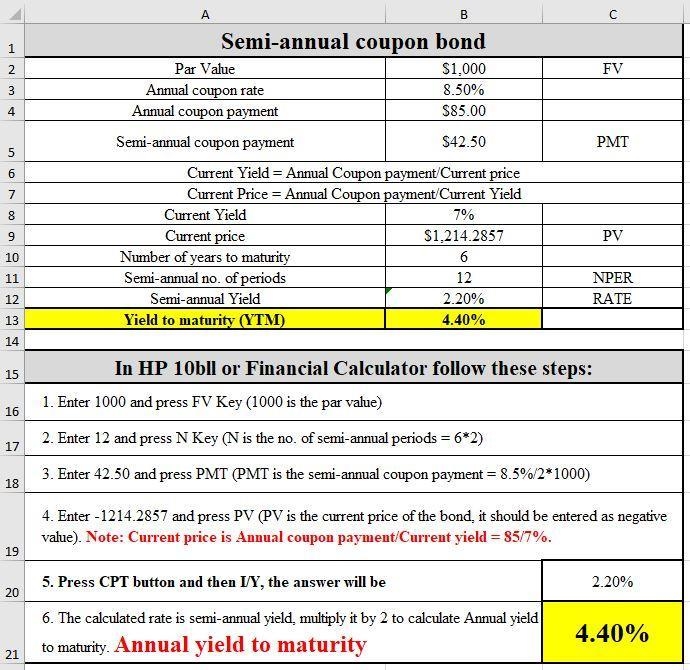 You own a bond with a par value of $1,000 and a coupon rate of 8.50% (semiannual coupon-example-1