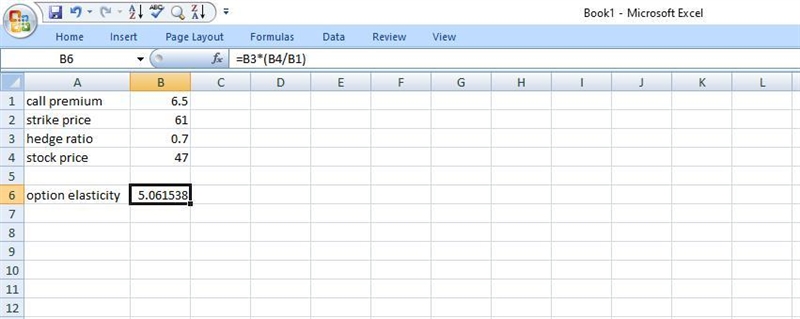 Calculate the elasticity of a call option with a premium of $6.50 and a strike price-example-1