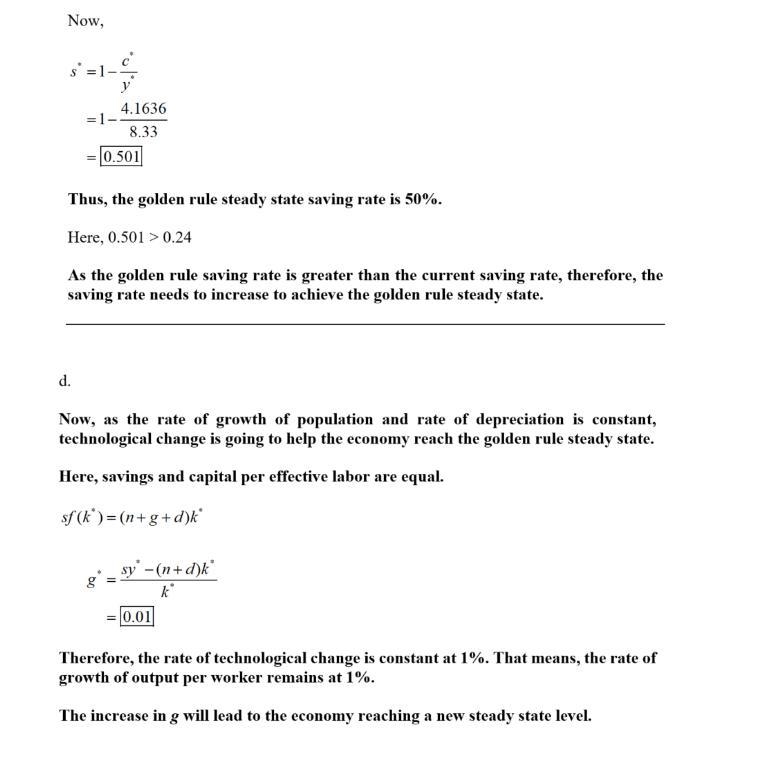 An economy has a Cobb-Douglas production function:Y=K? (LE) 1-?.The economy has a-example-4