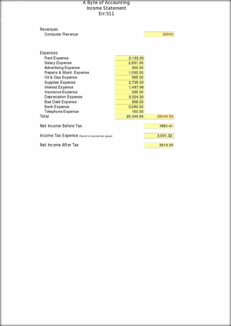 [IMPORTANT NOTE: Since the income taxes are a percent of the net income you will want-example-1