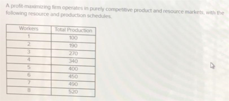 The product price is $10 per unit and the cost per worker is $600. How many workers-example-1