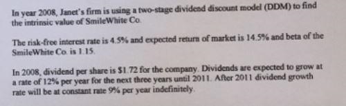 What was the intrinsic value of SmileWhite Co. stock when the analyst was evaluating-example-1