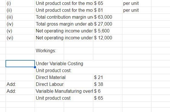 Aaron Corporation, which has only one product, has provided the following data concerning-example-1