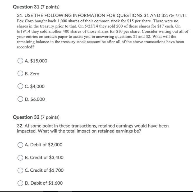 On 3/1/14 Fox Corp bought back 1,000 shares of their common stock for $15 per share-example-1