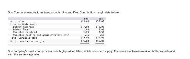 Calculate the contribution margin per scarce resource for each of the products assuming-example-1