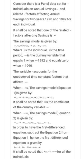 Suppose that we want to evaluate the e ect of several variables on annual saving and-example-2