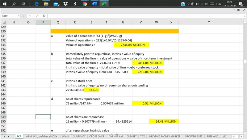 1. Dougie’s Donuts most recent free cash flow (FCF) was $225 million; the FCF is expected-example-1