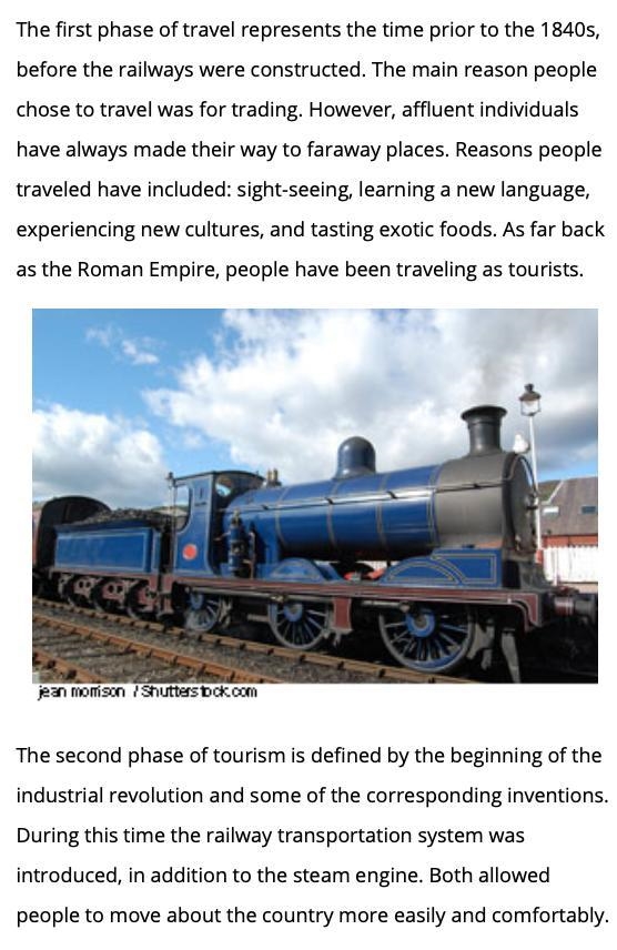 The railway transportation system and steam engine marks the first phase of travel-example-1