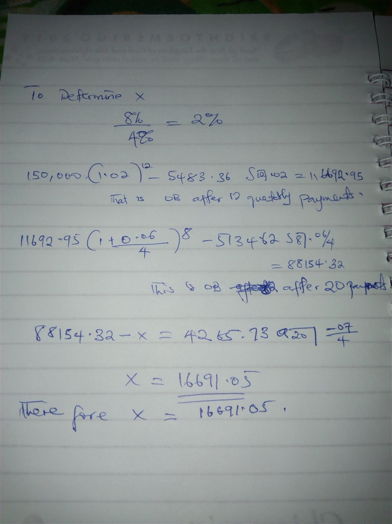 An investor took out a loan of 150,000 at 8% compounded quarterly, to be repaid over-example-1