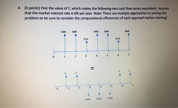 Find the value of C, which makes the following two cash flow series equivalent. Assume-example-1