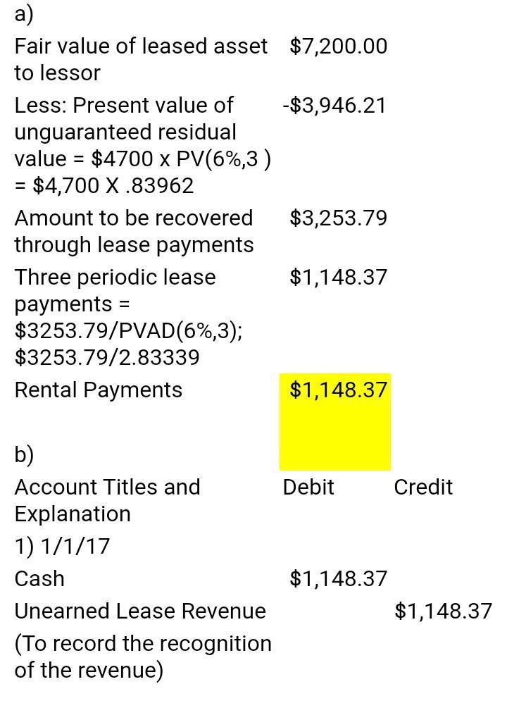 Blue Corporation leased equipment to Larkspur, Inc. on January 1, 2017. The lease-example-1