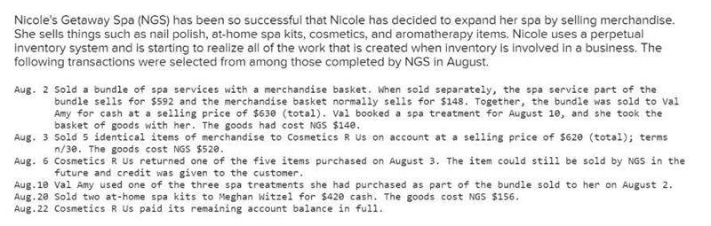 Calculate the Sales Revenue and Cost of Goods Sold for the transactions listed above-example-1