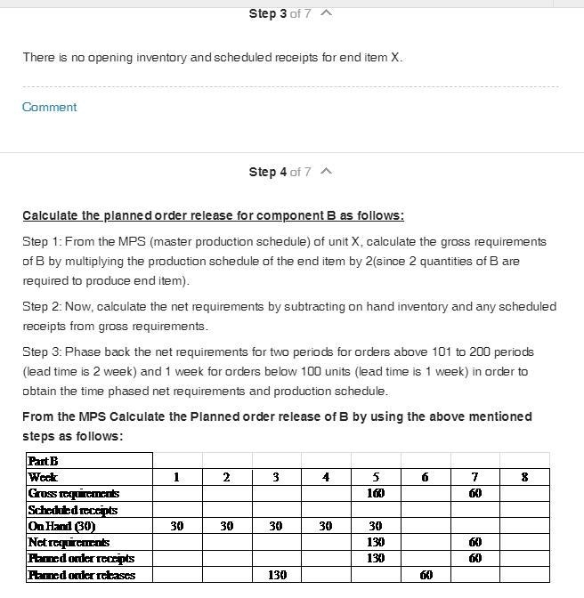 Eighty units of end item X are needed at the beginning of week 6, and another 30 units-example-3