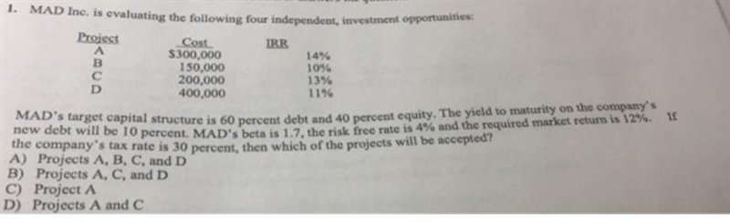 MAD’s target capital structure is 60 percent debt and 40 percent equity. The yield-example-1