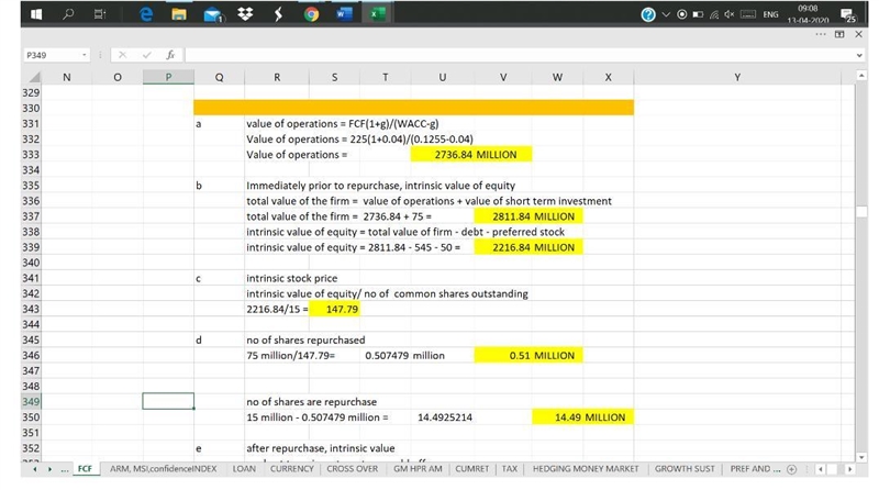 1. Dougie’s Donuts most recent free cash flow (FCF) was $225 million; the FCF is expected-example-1