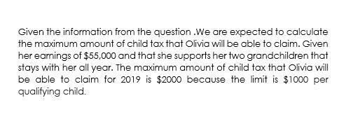 Interview Notes Olivia is single, 66 years old, and not blind. She paid all the cost-example-1