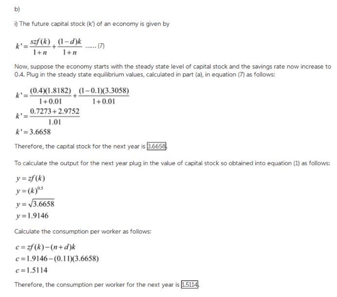 Consider a numerical example using the Solow growth model. Suppose that F(K,N) = K-example-3