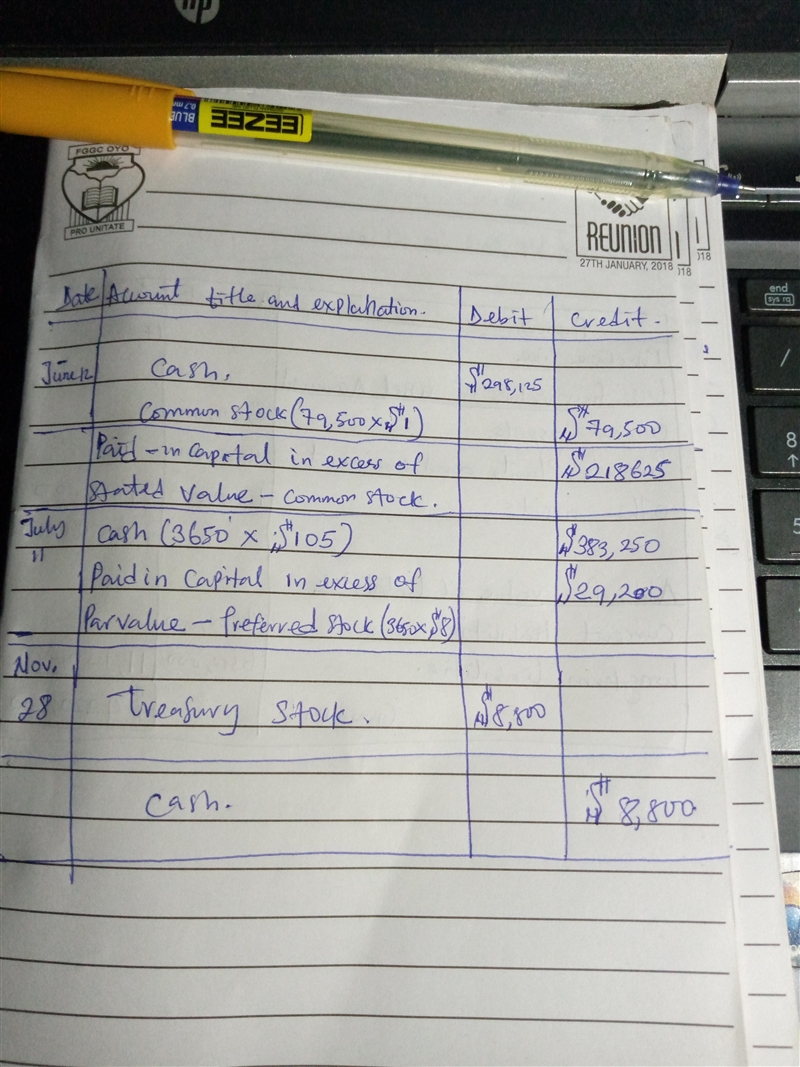 Crane Company had these transactions during the current period. June 12 Issued 79, 500 shares-example-1