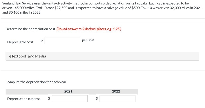 Sunland Taxi Service uses the units-of-activity method in computing depreciation on-example-1