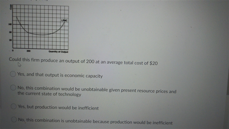 Could This firm produce an output of 200 at an average total cost of $20?-example-1