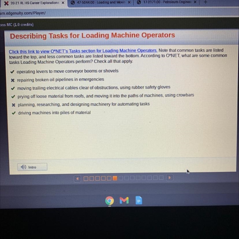 Click this link to view O*NET's Tasks section for Loading Machine Operators. Note-example-1