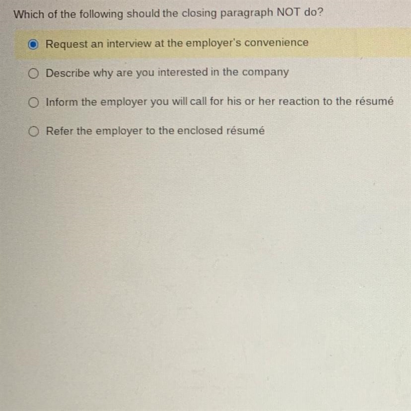 Which of the following should the closing paragraph not do?-example-1