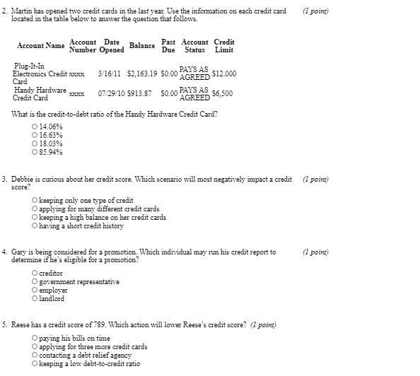 50 POINTS....1. In which section of the Credit Report Isa List of Creditors checking-example-1