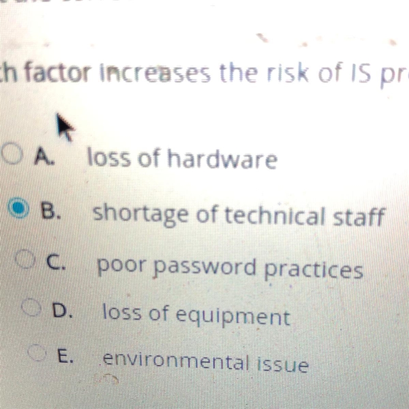 Select the correct answer Which factor increases the risk of is project delays? Options-example-1