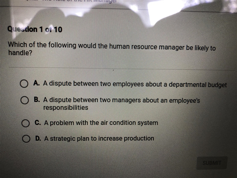 Which of the following would the human resource manager be likely to handle? The multiple-example-1