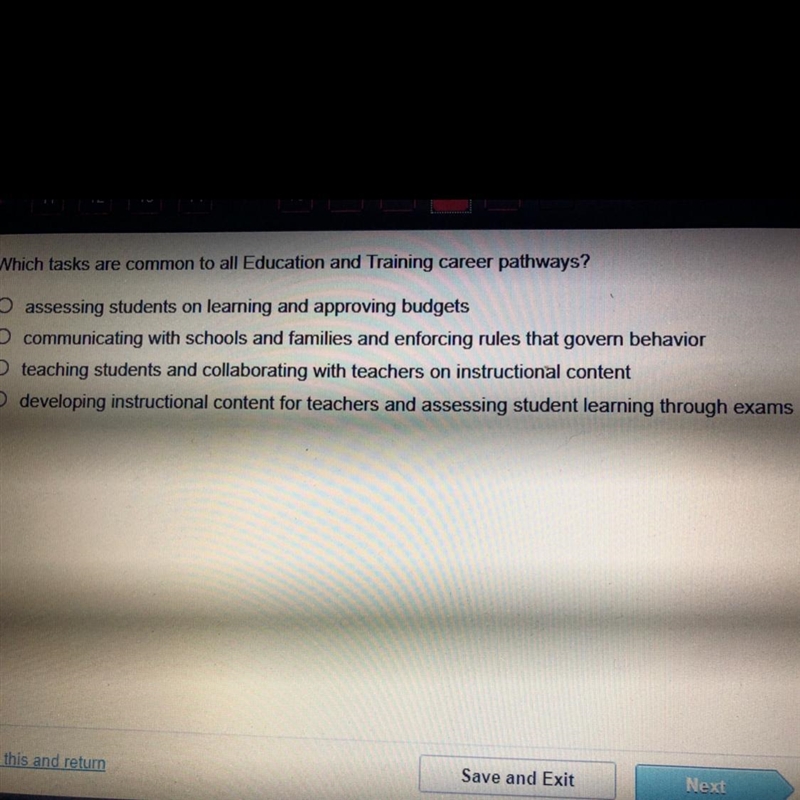 20 points I need help Which tasks are common to all Education and Training career-example-1