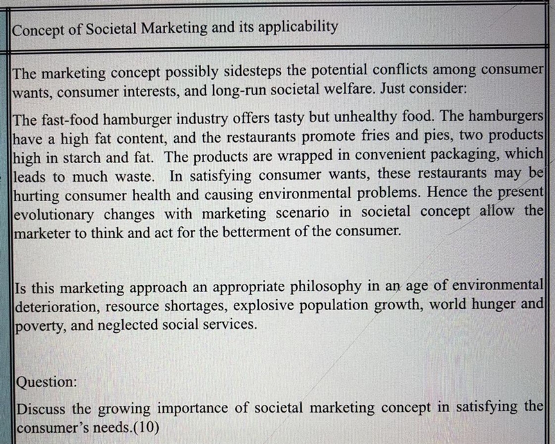 Societal marketing concept in satisfying the consumers needs.-example-1