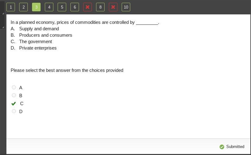 In a planned economy, prices of commodities are controlled by _________.-example-1