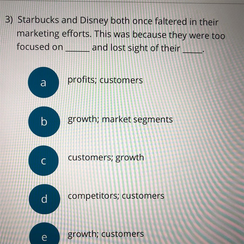 Starbucks and Disney both once faltered in their marketing efforts. This was because-example-1