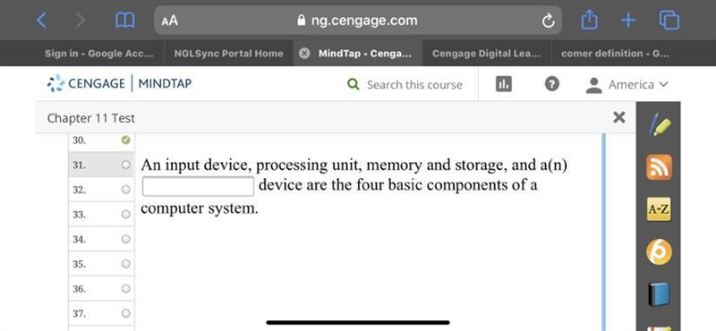 An input device, processing unit, memory and storage, and a ——--example-1