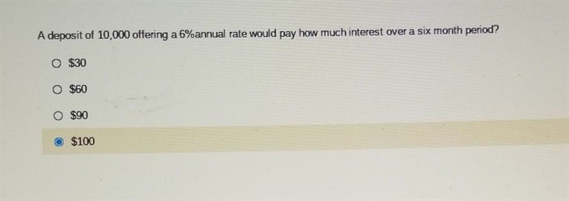 A deposit of 10,000 offering a 6%annual rate would pay how much interest over a six-example-1